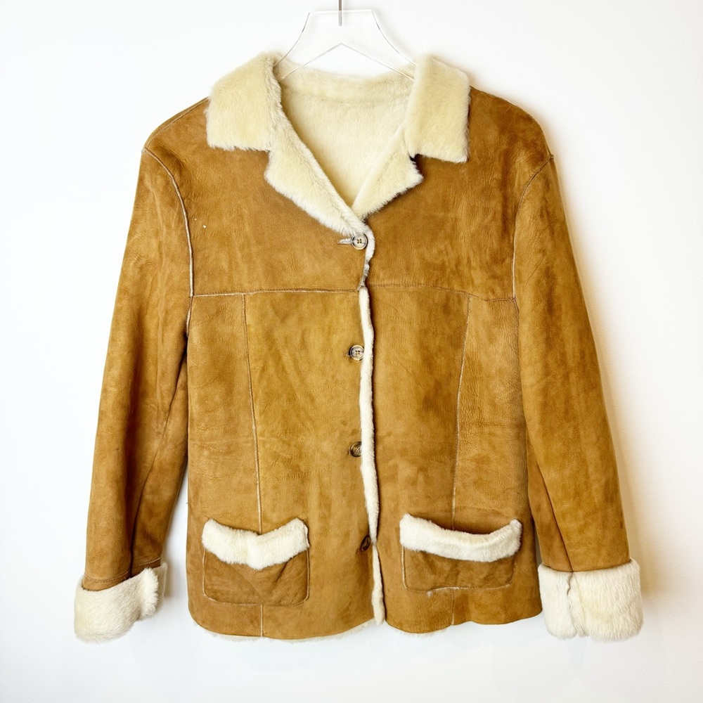 Vintage Tan and Cream Shearling Jacket